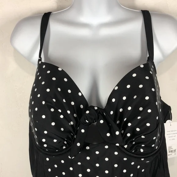 NWT Swim by Cacique black and white polka dot swim tank size 40C - Picture 2 of 13